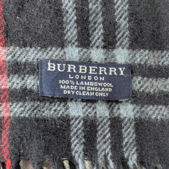 Burberry Unisex Lambswool Check Scarf Blue – Pre-Owned – Warm Designer Style. - Picture 2 of 7